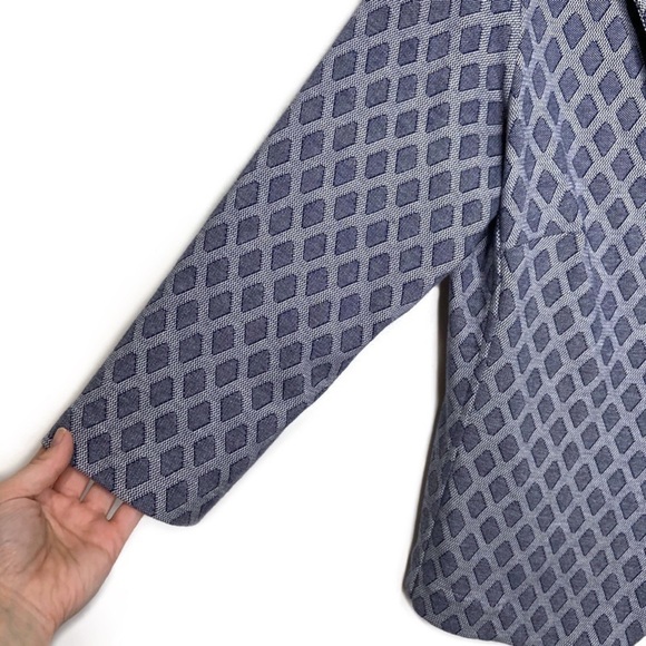 Pure Collection Blue Geometric Print Button Blazer - Picture 2 of 10